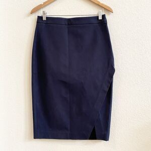 Banana Republic Navy‎ Blue Career Wear Pencil Skirt 100% Cotton Knee-Length SZ 4